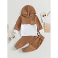 thumbnail image 3 of Elippeo 2Pcs Baby Boy Fall Outfits 6M 12M 18M 24M 3Y 4Y Long Sleeve Contrast Color Hoodie + Pants Set Toddler Clothes, 3 of 9