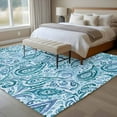 thumbnail image 5 of Blue Paisley Floral Large Area Rugs 6x9 ft Retro Abstract Watercolor Paisley Floral Washable Rug Non Slip Indoor Carpet Absorbent Floor Mat for Living Room Bedroom Dining Room, 5 of 9