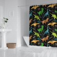 thumbnail image 2 of Black Cartoon Dinosaurs Text Pattern Shower Curtain 84"x72" ,Bathroom Decorative Shower Curtains Set with 12 Hooks,Modern Waterproof Washable Shower Curtain, 2 of 6