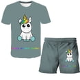 thumbnail image 1 of Ropa bonita de unicornio para niños, conjunto de 2 piezas con estampado de unicornio + Pantalones cortos, ropa de pantalón, traje de manga corta para bebés y niños pequeños, Outfit8T Gao Jinjia LED, 1 of 2