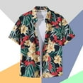 thumbnail image 3 of Camisas Hawaianas de Manga Corta de Algodón de Moda Casual Floral Estampado de la Camisa de Solapa, Poliéster, 3 of 3