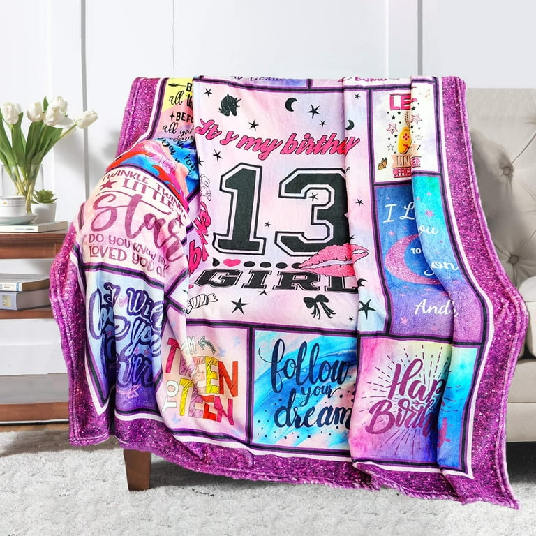 RooRuns Teen Girl Gifts 17 Years Old,17th Birthday Gifts for Girls,17 Year  Old Girl Gift Teenage Girls Gifts Ideas 17 Years,Pink Birthday Decorations  Blanket for Girls 