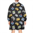 thumbnail image 2 of Wearable Oversized Blanket,Retro Consoles Games Icons Black Pattern Wearable Blanket Hoodie for Adults,Cozy Hooded Blankets with Super Pockets,Super Warm Fuzzy Pullover for Women & Men, 2 of 6