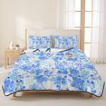 thumbnail image 3 of Full Quilt Set 78''x90'', Blue Flowers Lightweight Summer Bedspread Coverlet Set with 2 Pillow Shams, Watercolor Summer Botanical Floral Breathable All Season Quilt Bedding for Bedroom/Guest Room, 3 of 9