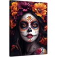 thumbnail image 1 of Mujer con Maquillaje Catrina y Corona de Flores, Arte del Día de los Muertos Mexicano, Cuadro en Lienzo para Decoración Interior, 1 of 8
