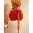 thumbnail image 4 of Multicolor Asymmetric Waist Cutout Ruched Mini Dress With Side Tie Detail, 4 of 8