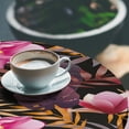 thumbnail image 3 of Ambesonne Tropical Fitted Round Tablecloth, Flower Leaf Exotic Scene, 36"- 40" Diameter, Dark Pink and Sand Brown, 3 of 5