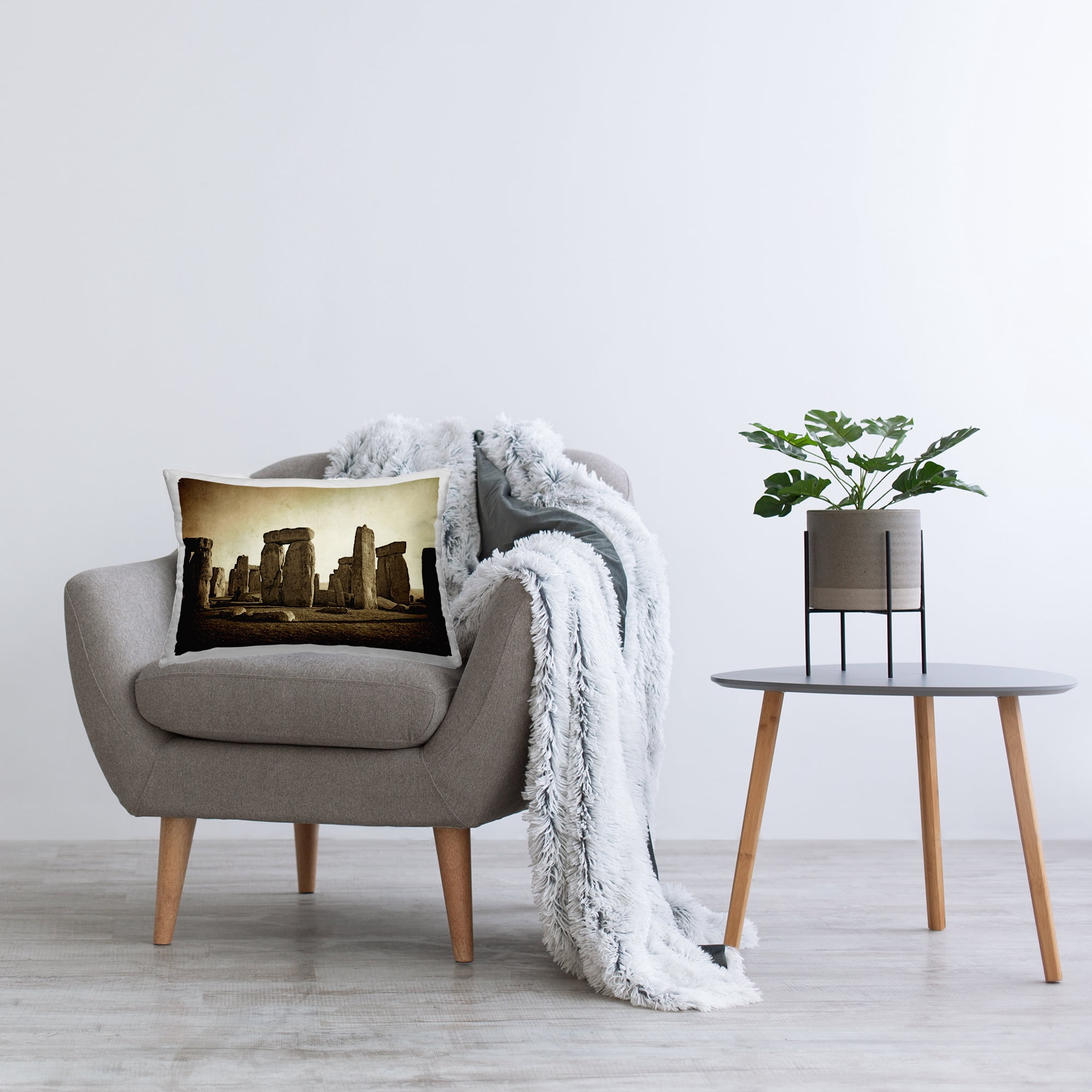 Stupell Industries Distant Stonehenge Sepia Decorative Printed Throw Pillow Design by Graffi*tee Studios.