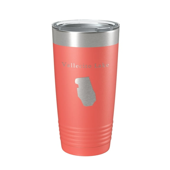 Vallecito Lake Map Tumbler Travel Mug Insulated Laser Engraved Coffee Cup Colorado 20 oz Coral