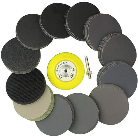 

Sanding Discs 3Inch Hook and Loop Wet Dry Silicon Carbide Sandpaper with Backing Pad Soft Buffering Pad