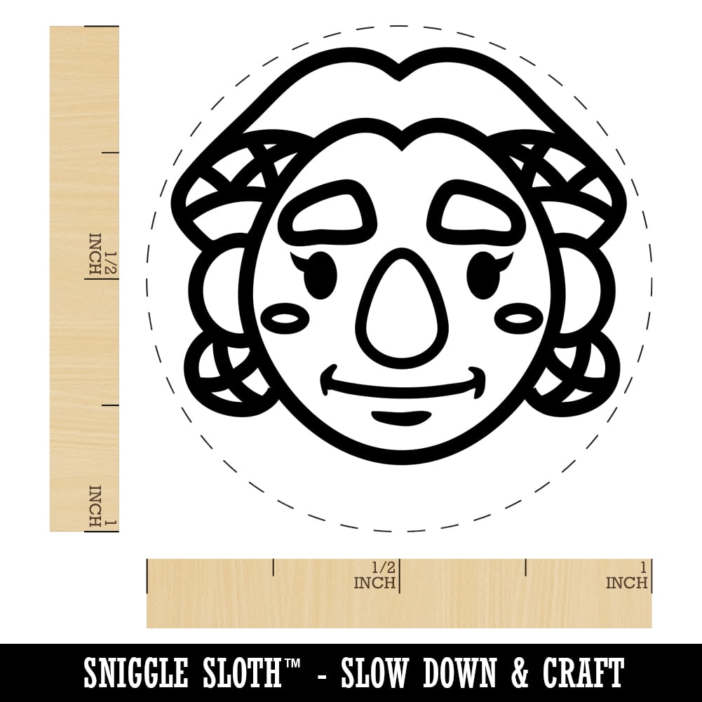 Dwarf Female Character Face Self-Inking Rubber Stamp Ink Stamper - Black Ink - Medium 1 Inch