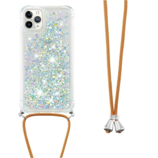 Funda FOXDOCK para iPhone 11 Pro con Cuerda Ajustable, Brillo Líquido, Protección Antigolpes y Lente – Ideal para Regalo