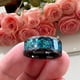 thumbnail image 4 of Anillos de carburo de tungsteno martillado para hombres y mujeres, bandas de boda, incrustaciones de ópalo triturado de galaxia, acabado cepillado, ajuste cómodo, 8mm, 4 of 4