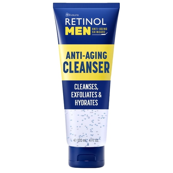 Retinol Men's Gel Cleanser - Gently exfoliates skin for improved texture and radiance and Removes impurities trapped in your pores