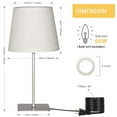 thumbnail image 3 of Bedside Table Lamps Set of 2, Square Desk Lamp Metal Base & Fabric Shade Silver, 3 of 7