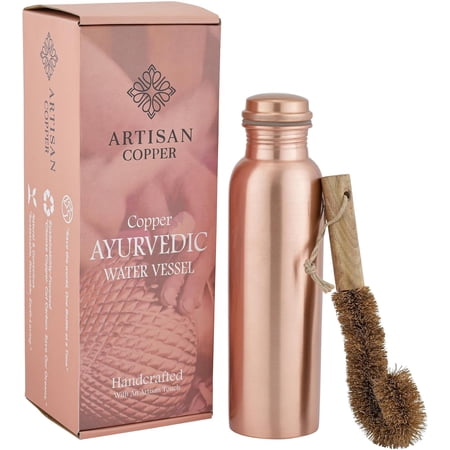 Pure Copper Water Bottle, 34 oz (950 ml), Smooth Finish, Leak-Proof Design Vessel, Ayurveda Health Benefit for Sport, Fitness, Yoga. Pure CopperBottle for Drinking Water
