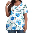 thumbnail image 2 of QETYUW Womens Floral Print Tshirts Plus Size Short Sleeve Shirts Loose Fit V Neck T-Shirts Summer Casual Lightweight Tunic, 2 of 6