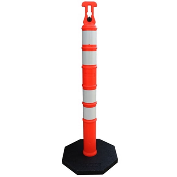 poste anaranjado de 1.2 m para control vial con 4 reflejantes.