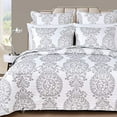 thumbnail image 2 of DriftAway 3 Piece Samantha Reversible Quilt Set Bedspreads Coverlets Floral Medallion Pattern Cover Prewashed Light Greige and White King, 2 of 6