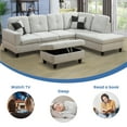 thumbnail image 2 of Aukfa 103" Sectional Sofa with Storage Ottoman, L Shape Couch for Living Room, Right Facing Chaise, Flannel, Off White, 2 of 11