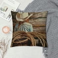thumbnail image 2 of PHYHOO Throw Pillow Cushion Cover , Hat Traditional Ranching Robe on Wooden Ground Photo, Zippered Double-Side Digital Print Decor,Beige Brown White, 2 of 5