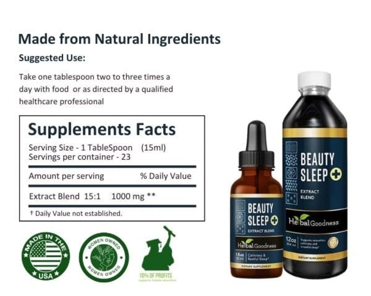 Beauty Sleep Liquid Extract Supplement 12fl.oz - Natural Sleep Aid, Melatonin for Men & Women, Chamomile, Lavender - Herbal Goodness