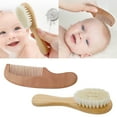 thumbnail image 2 of Baby Hair Brush & Comb Set Wooden Handle Baby Round Hair Brush Natural Goat Bristle Cradle-Cap Brush for Toddler Infant, 2 of 12