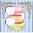 thumbnail image 4 of Metal Light Switch Plate Cover Colorful Macaroon Stack Striped Wallpaper Blue CAK052, 4 of 13