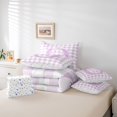 thumbnail image 6 of Catabedysis Purple Bows Letter Print 7 Pieces Full Size Bedding Sets,Geometric Plaid Monogrammed O Full Size Bed in a Bag,Colorful Stars Reversible For Girls, 6 of 7