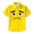thumbnail image 2 of WOYY Girls Short Sleeve Shirt Cool Cartoon Expression Print Button Down Shirt, Sizes 3-15, 2 of 5