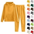 thumbnail image 2 of Girls Sweatsuits 2 Piece Set Kids Solid Color Hoodie and Sweatpants Set for Girls Athletic Tracksuits Joggers Sets Outfits,Orange 15-16 Years, 2 of 3