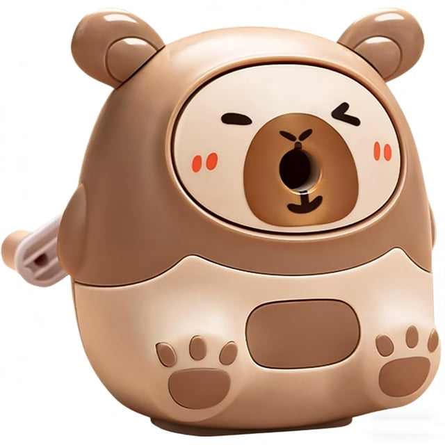 Manual Pencil Sharpener for Kids with Ergonomic Design and Spill-Proof Shavings Drawer, 6 mm to 8 mm Pencil Compatibility, ABS Construction, Capybara Shape