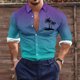 thumbnail image 1 of Blusa y camisa de manga larga con cuello vuelto para hombre, estilo casual, a la moda, con botones estampados, blusa de manga larga con cuello vuelto, camisetas de poliéster para hombre, 1 of 5