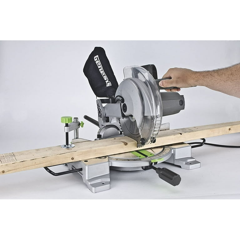 Genesis GMS1015LC 15-Amp 10-Inch Compound Miter Saw with Laser Guide and 9  Positive Miter Stops