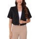 thumbnail image 1 of Blazer de trabajo de mujer con cuello de muesca, de manga corta y cropped, un botón, color negro, 1 of 6