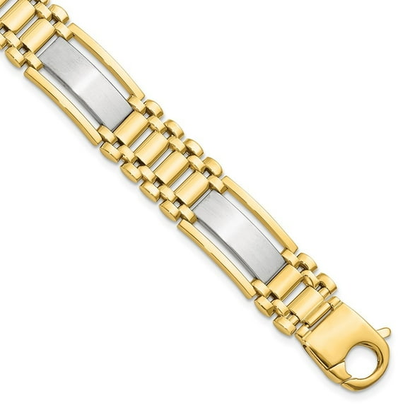 Diamond2Deal 14K Two-Tone Gold and Satin 8.5inch Men's Bracelet