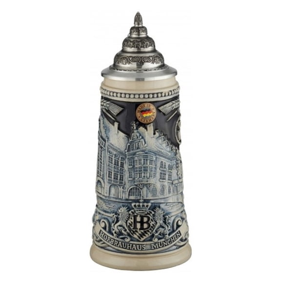 German Beer Stein Munich Hofbräuhaus München HB relief stein 0.25 liter tankard, beer mug King Werk KI 1000177