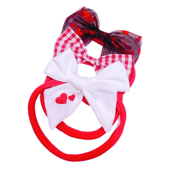 Tineasur Adorable Heart Shaped Headbands for Newborns Cotton Valentine's Day Accessory 3Pcs