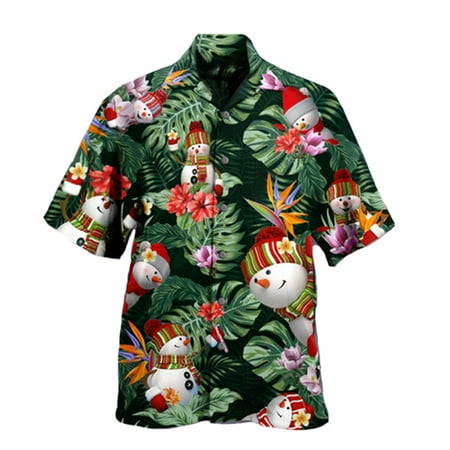 

MLFU Christmas Hawaiian Shirts for Men Short Sleeve Beach Shirt Floral Casual Button Down Shirts
