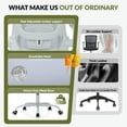 thumbnail image 4 of AFO High Back Ergonomic Office Chair, Adjustable Lumbar Support & Headrest Mesh Desk Chair with Flip-Up Arms, 275lbs Heavy Duty Metal Base Computer Task Chair for Home Office, White, 4 of 7