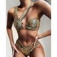 thumbnail image 6 of 1 Set Backless Swimsuit Padded Wire Free Snake Print Bikini Set for Summer, 6 of 7