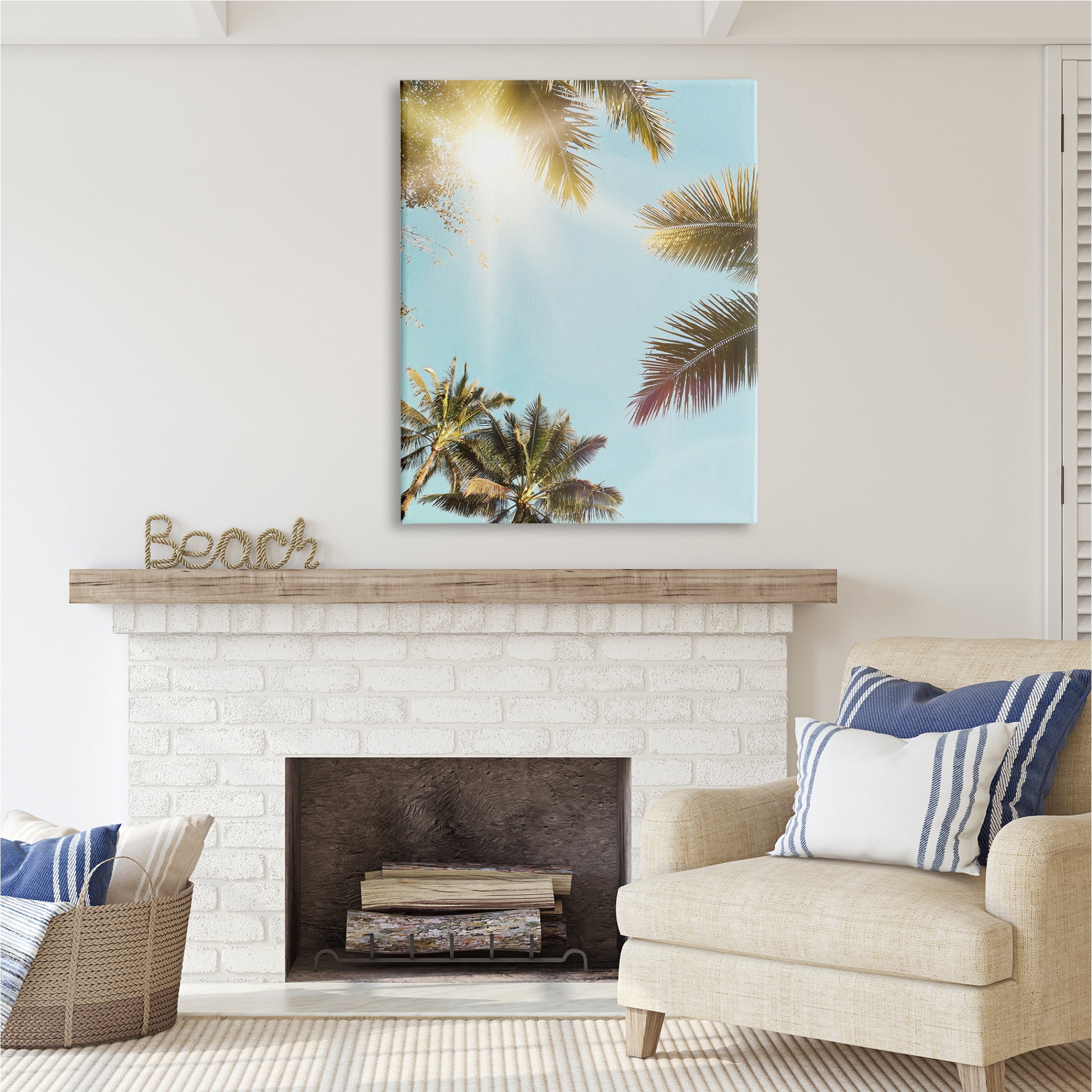 Stupell Industries Sunny Palm Leaves Photography Nature Photography Gallery Wrapped Canvas Print Wall Art, 36 x 48