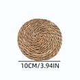 thumbnail image 3 of Naittoop 1pcs Rustic Round Braided Placemat Table Mats for Dining Tables 3.94 inch Non Slip Washable Kitchen Table Place Mats Natural Farmhouse Decor Brown, 3 of 6