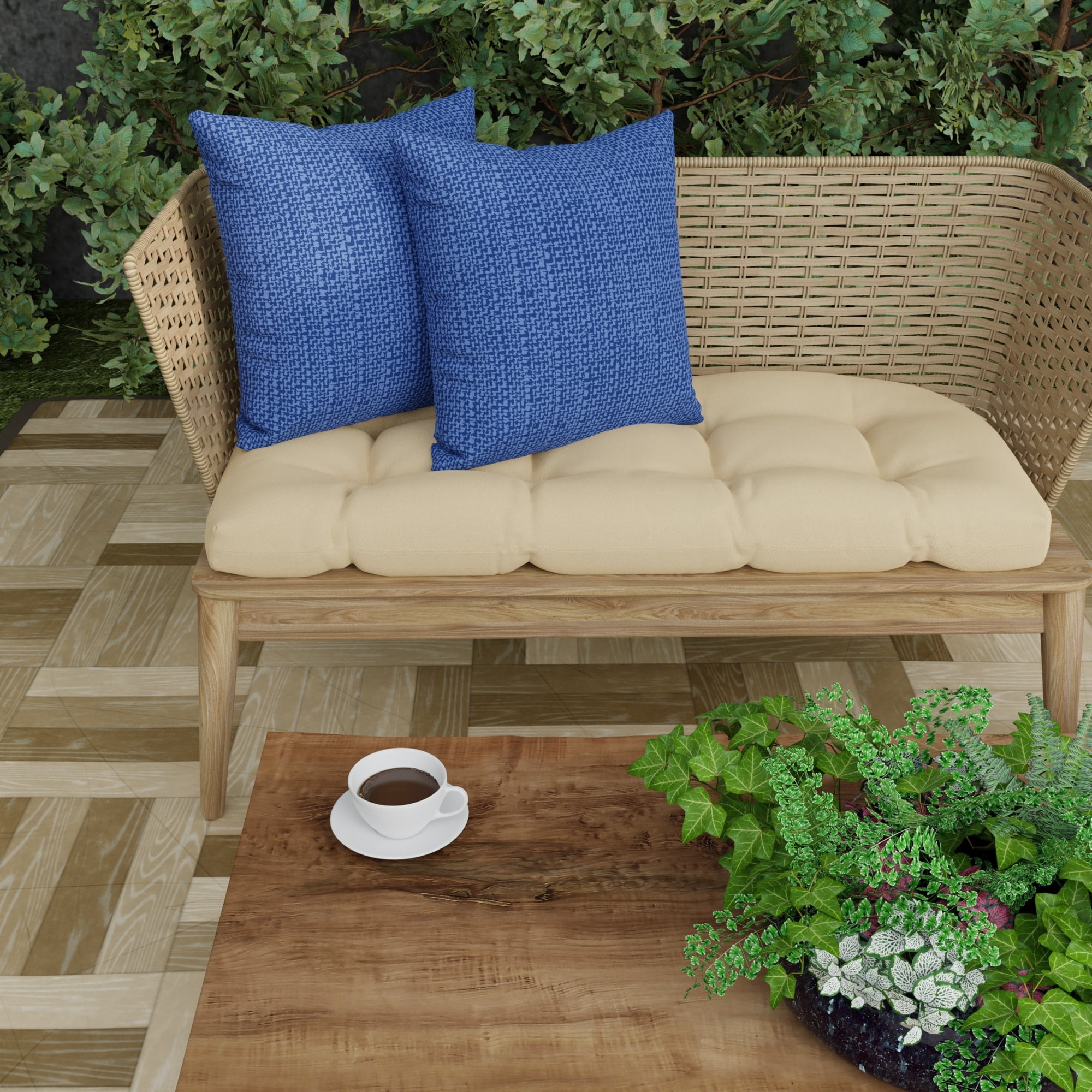 Jordan Manufacturing 18" x 18" Elwood Heather Blue Solid Square Outdoor Throw Pillow (2 Pack)