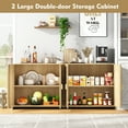 thumbnail image 3 of 65" Large Sideboard Buffet Cabinet with Adjustable Shelves – Modern Farmhouse Coffee Bar & Dining Room Storage, Solid Wood Kitchen Table with Doors (Natural Finish), 3 of 11