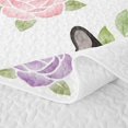 thumbnail image 5 of Homewish Cartoon French Bulldog Twin Quilt Set,Pink Purple Roses Twin Coverlet Set,White,2pcs, 5 of 7