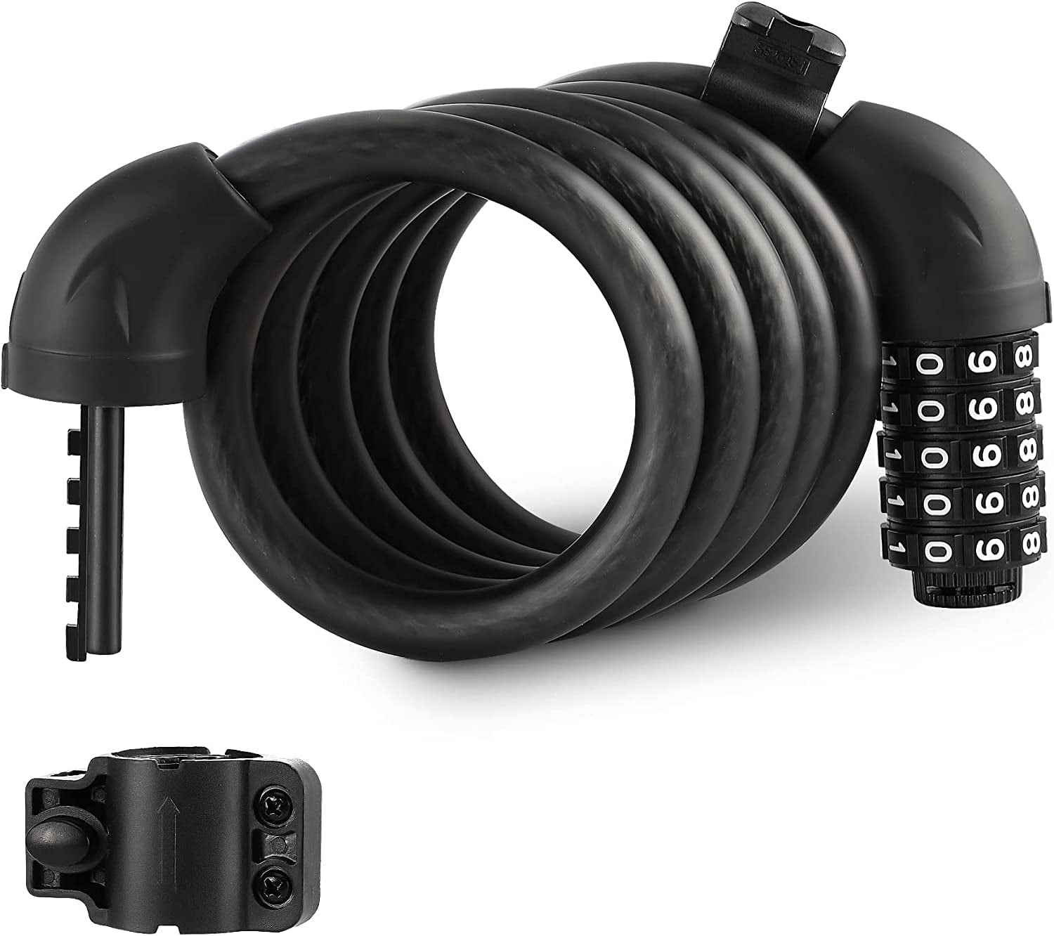 ValueMax 5FT Cable Bike Lock, 5 Digit Resettable Combination Codes, with Secure Mount Bracket