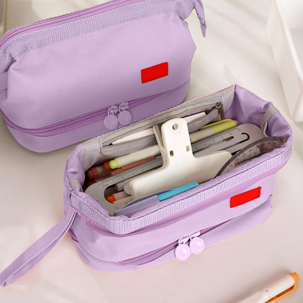 Yhmxh Estuche para lápices de gran capacidad con compartimentos, estuche con cremallera y asa para adultos, mujeres y hombres, organizador portátil de artículos de papelería para la oficina, la uni