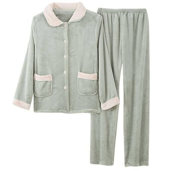 yievot Womens Fuzzy Pajamas Set Soft Fleece Button Down Tops Pants Loose Sleepwear Loungewear Set