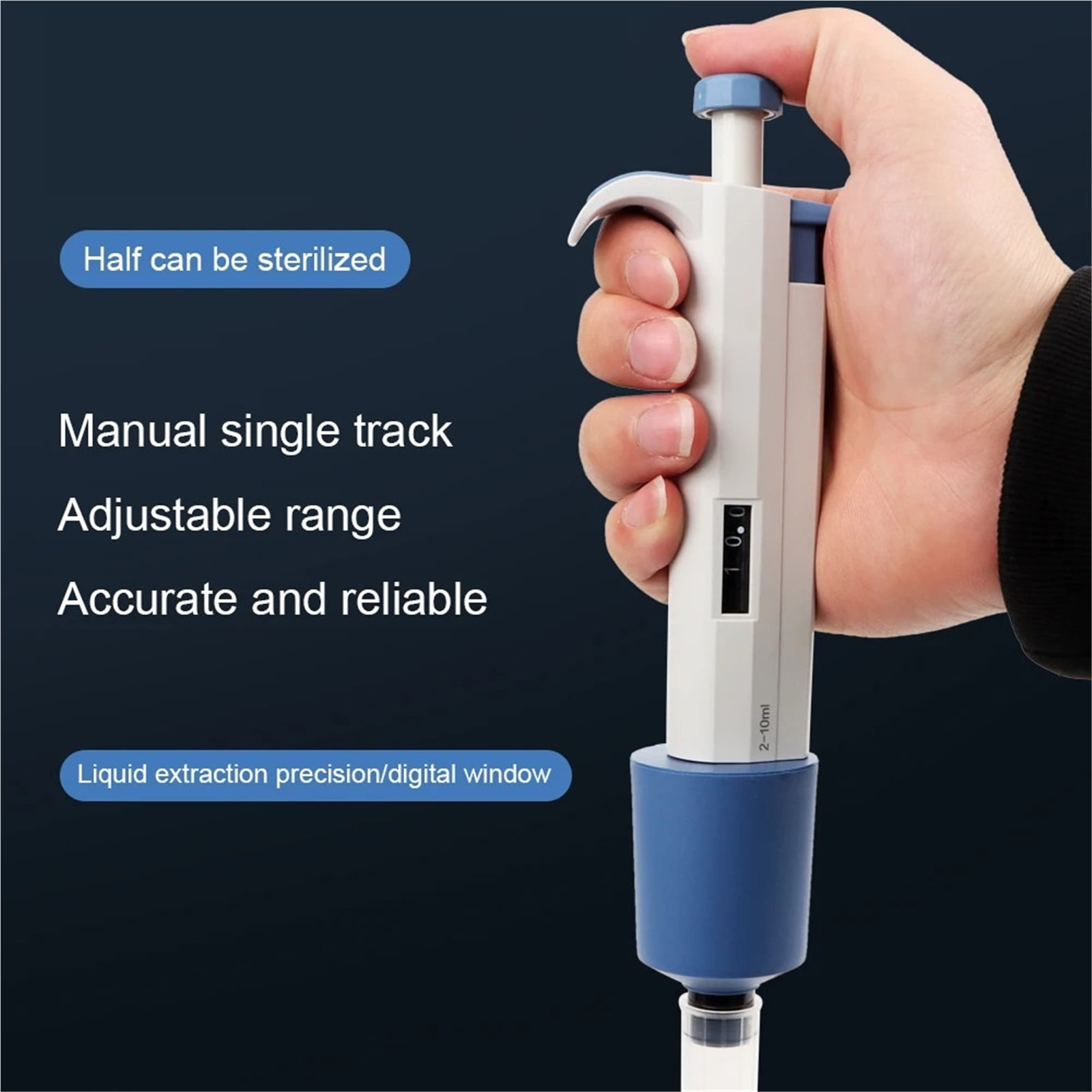 2-10ml Laboratory Pipette Adjustable Single Channel Digital Micropipette With Pipettor Tips Sample Dispenser , High-Accurate